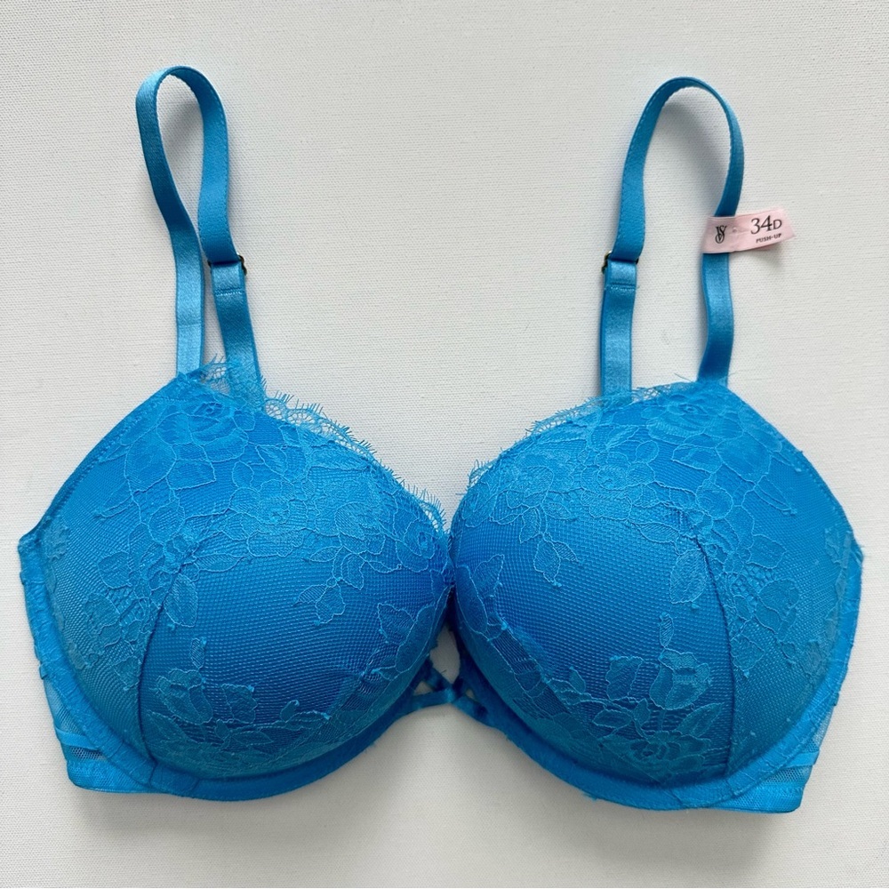 Elegant Blue Lace Bra